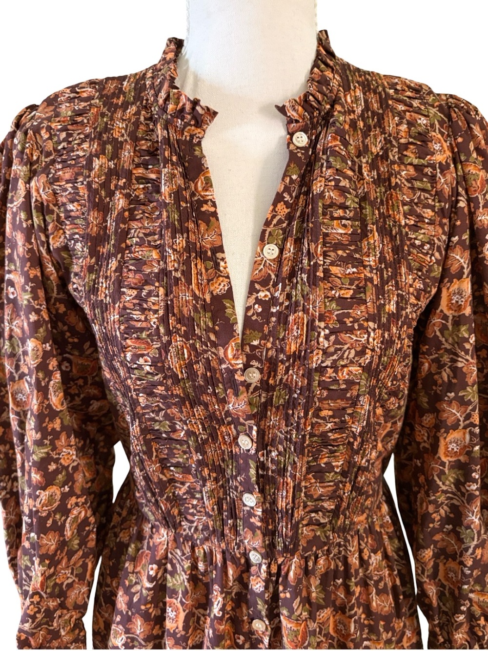 Doen Philana Mulberry Vine Floral Organic Cotton Tiered Maxi Dress Small - Picture 4 of 14